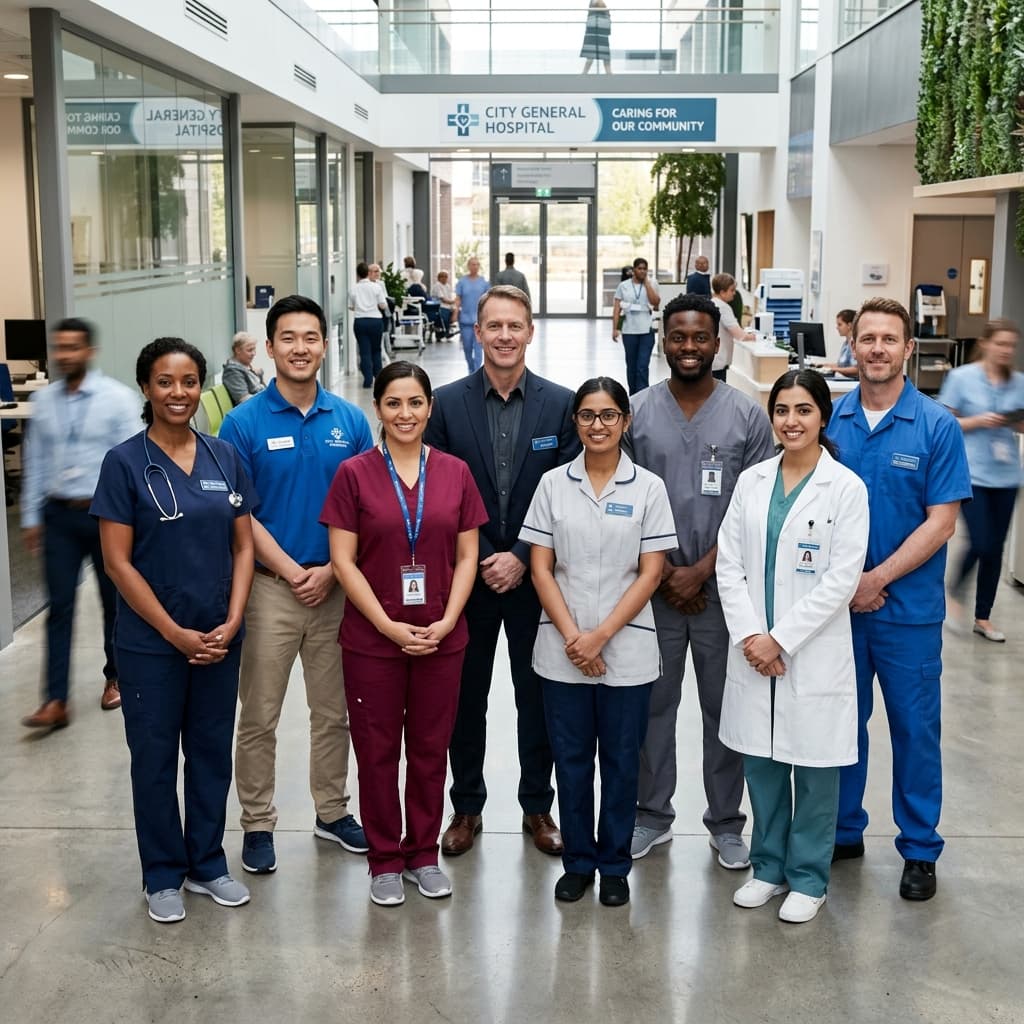Diverse team of UK professionals across sectors