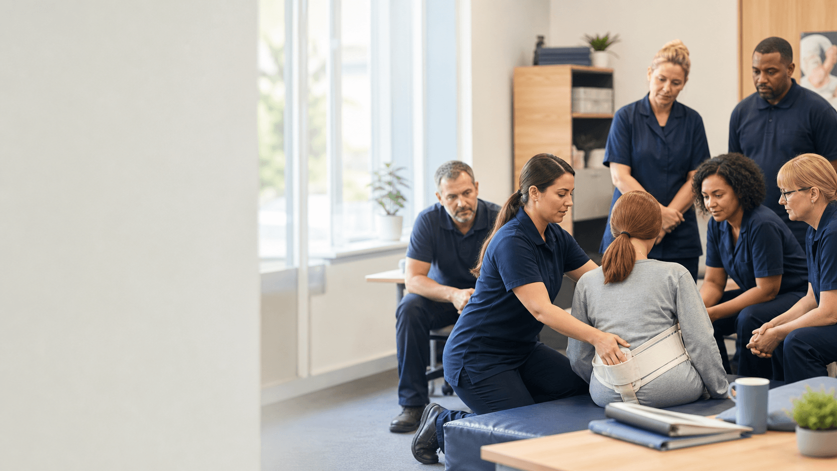 Care workers attending training